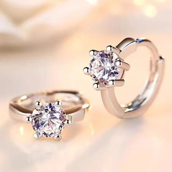 Pretty Small Round Diamond Earrings - Picture 4 of 7